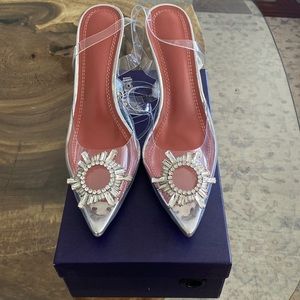 Crystal PVC pyramid heel shoes